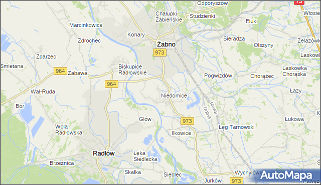 mapa Niedomice, Niedomice na mapie Targeo