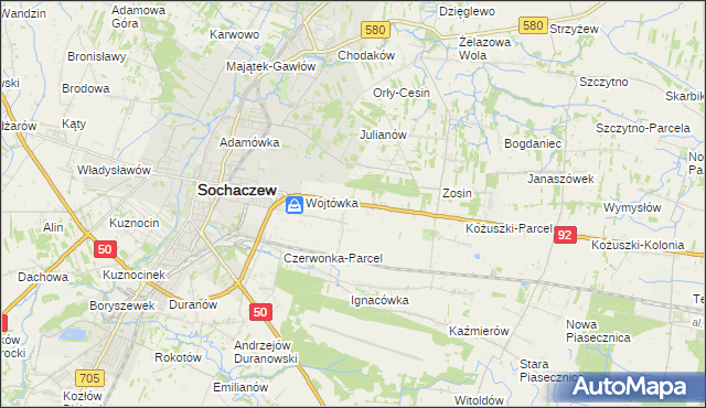 mapa Sochaczew-Wieś, Sochaczew-Wieś na mapie Targeo