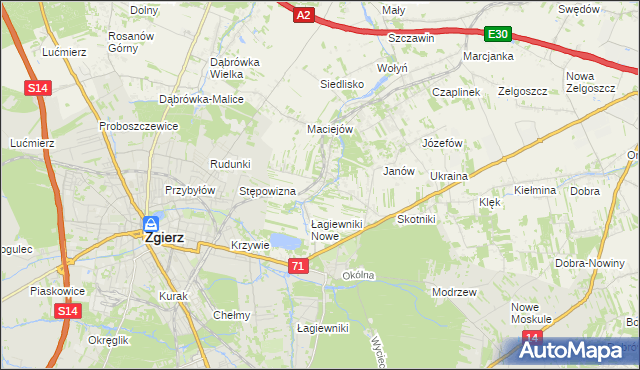 mapa Stare Łagiewniki, Stare Łagiewniki na mapie Targeo