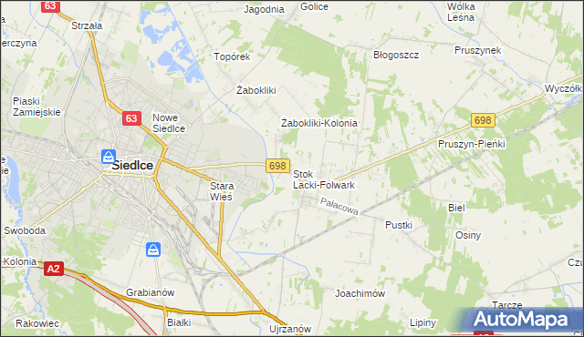 mapa Stok Lacki-Folwark, Stok Lacki-Folwark na mapie Targeo