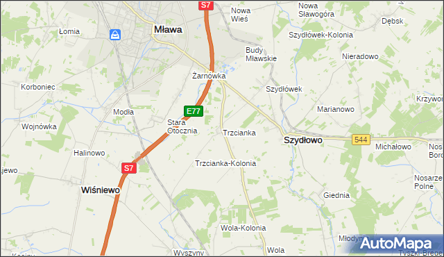 mapa Trzcianka gmina Szydłowo, Trzcianka gmina Szydłowo na mapie Targeo