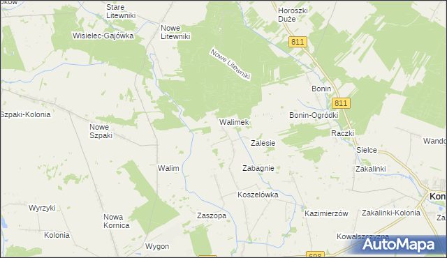 mapa Walimek gmina Stara Kornica, Walimek gmina Stara Kornica na mapie Targeo