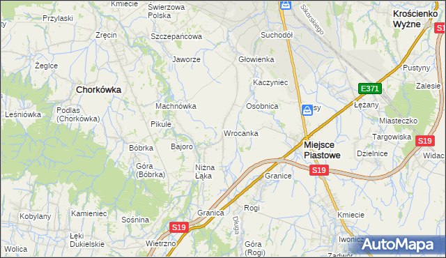 mapa Wrocanka gmina Miejsce Piastowe, Wrocanka gmina Miejsce Piastowe na mapie Targeo