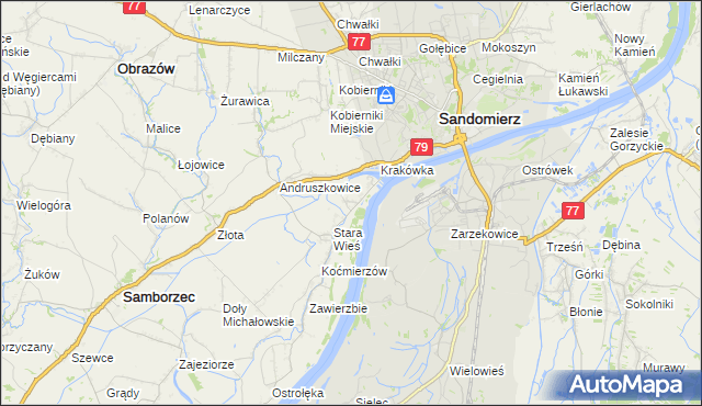 mapa Zawisełcze, Zawisełcze na mapie Targeo