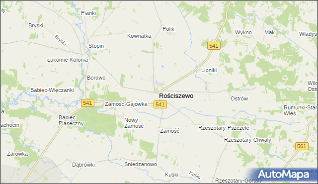 mapa Rościszewo powiat sierpecki, Rościszewo powiat sierpecki na mapie Targeo