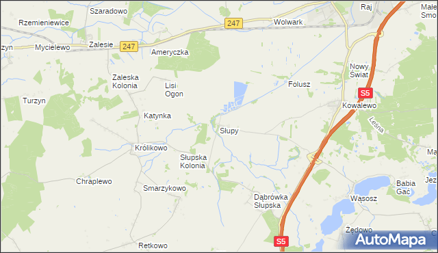 mapa Słupy gmina Szubin, Słupy gmina Szubin na mapie Targeo