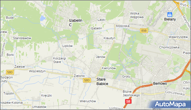mapa Janów gmina Stare Babice, Janów gmina Stare Babice na mapie Targeo
