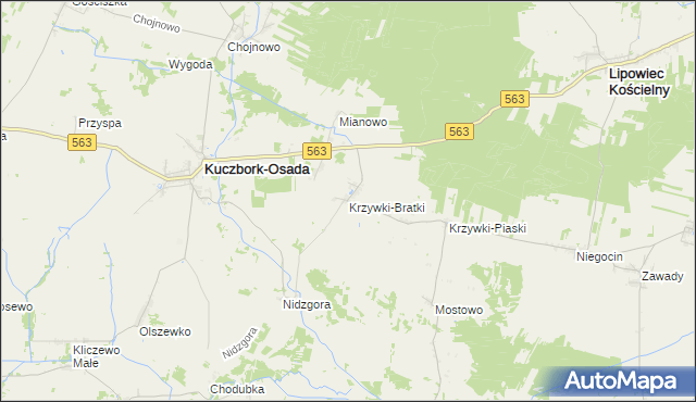 mapa Krzywki-Bratki, Krzywki-Bratki na mapie Targeo