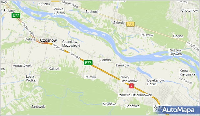 mapa Łomna gmina Czosnów, Łomna gmina Czosnów na mapie Targeo