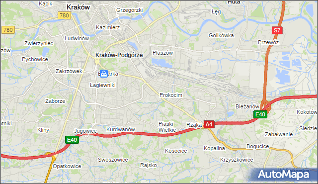 mapa Prokocim, Prokocim na mapie Targeo