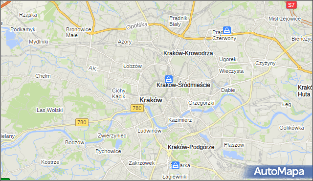 mapa Stare Miasto gmina Kraków, Stare Miasto gmina Kraków na mapie Targeo