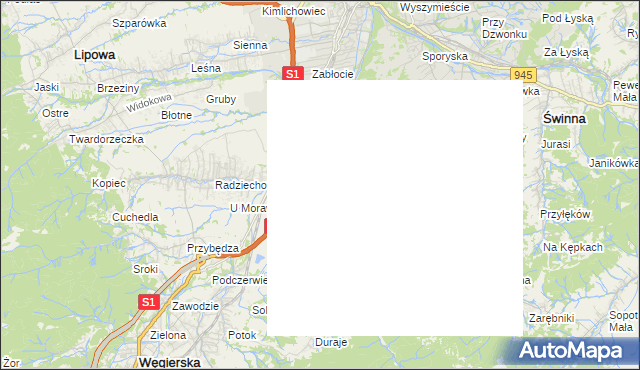 mapa Wieprz gmina Radziechowy-Wieprz, Wieprz gmina Radziechowy-Wieprz na mapie Targeo