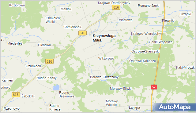 mapa Wiktorowo gmina Krzynowłoga Mała, Wiktorowo gmina Krzynowłoga Mała na mapie Targeo