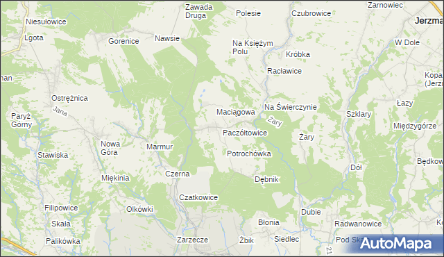 mapa Paczółtowice, Paczółtowice na mapie Targeo