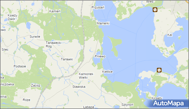 mapa Pniewo gmina Węgorzewo, Pniewo gmina Węgorzewo na mapie Targeo