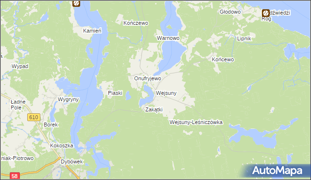 mapa Wejsuny, Wejsuny na mapie Targeo