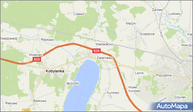 mapa Zieleniewo gmina Kobylanka, Zieleniewo gmina Kobylanka na mapie Targeo