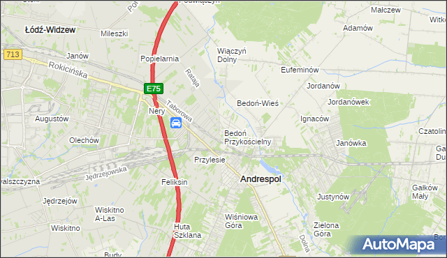 mapa Bedoń Przykościelny, Bedoń Przykościelny na mapie Targeo