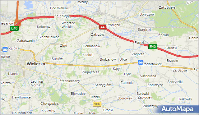 mapa Bodzanów gmina Biskupice, Bodzanów gmina Biskupice na mapie Targeo