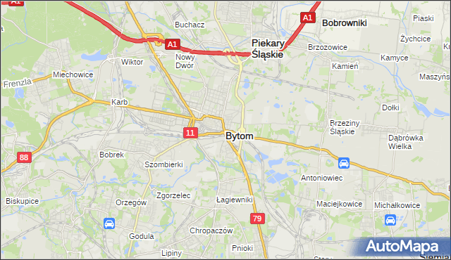 mapa Bytomia, Bytom na mapie Targeo
