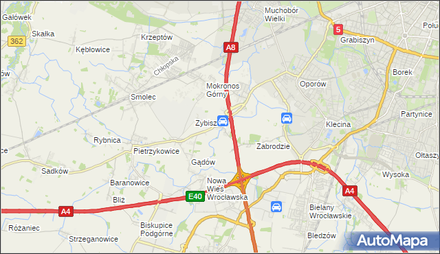 mapa Cesarzowice gmina Kąty Wrocławskie, Cesarzowice gmina Kąty Wrocławskie na mapie Targeo