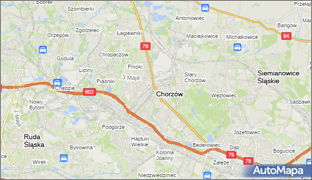 mapa Chorzów, Chorzów na mapie Targeo