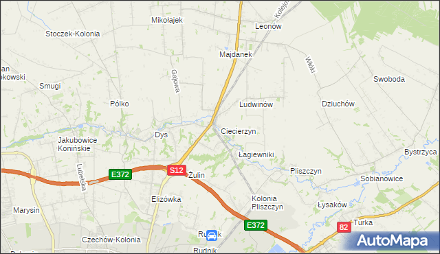 mapa Ciecierzyn gmina Niemce, Ciecierzyn gmina Niemce na mapie Targeo