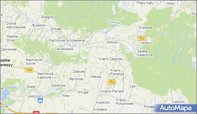 mapa Krajno-Zagórze, Krajno-Zagórze na mapie Targeo