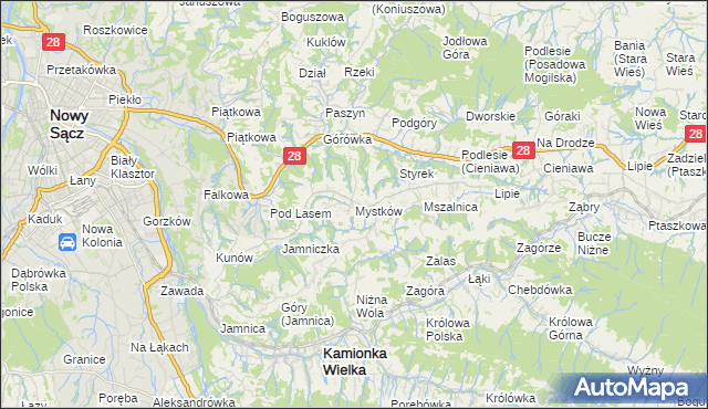 mapa Mystków, Mystków na mapie Targeo