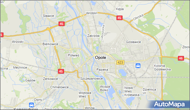 mapa Opola, Opole na mapie Targeo