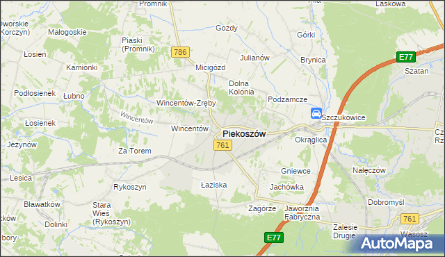 mapa Piekoszów, Piekoszów na mapie Targeo