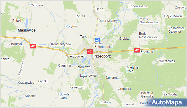 mapa Przedbórz powiat radomszczański, Przedbórz powiat radomszczański na mapie Targeo