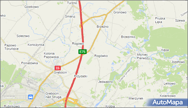 mapa Rogówko gmina Lubicz, Rogówko gmina Lubicz na mapie Targeo