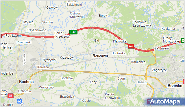 mapa Rzezawa, Rzezawa na mapie Targeo