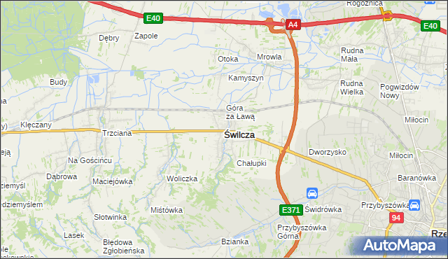 mapa Świlcza, Świlcza na mapie Targeo