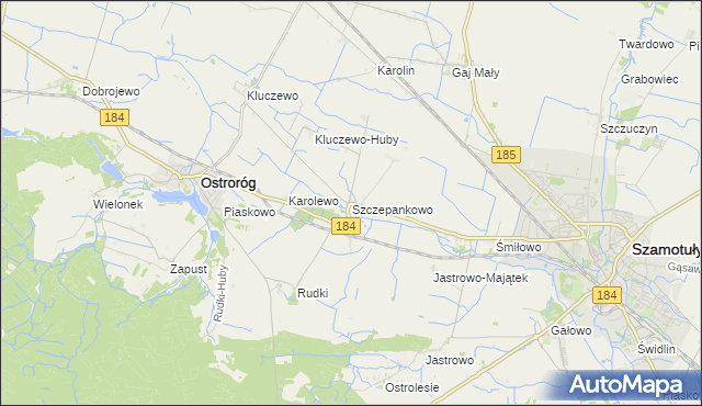 mapa Szczepankowo gmina Ostroróg, Szczepankowo gmina Ostroróg na mapie Targeo