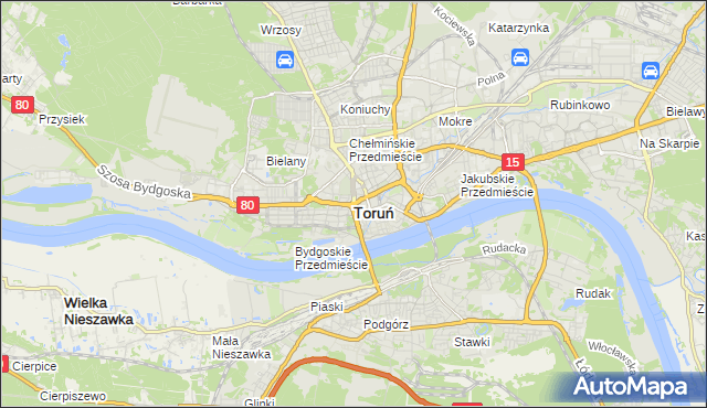 mapa Torunia, Toruń na mapie Targeo