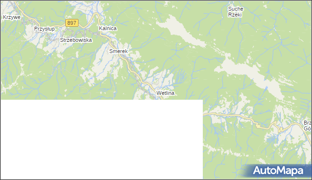 mapa Wetlina, Wetlina na mapie Targeo