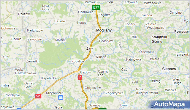 mapa Włosań, Włosań na mapie Targeo
