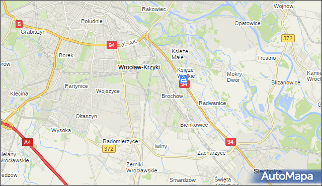 mapa Brochów gmina Wrocław, Brochów gmina Wrocław na mapie Targeo