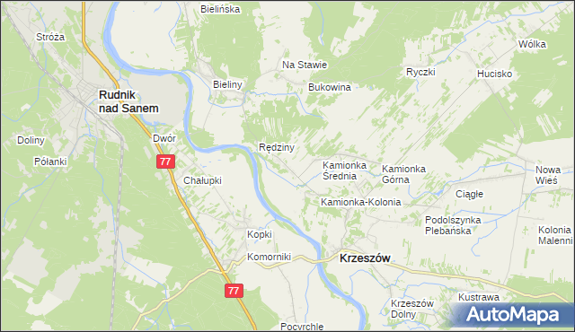 mapa Kamionka Dolna, Kamionka Dolna na mapie Targeo