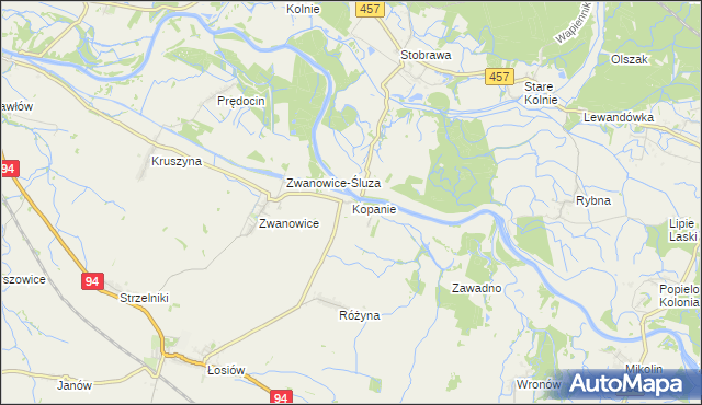 mapa Kopanie gmina Skarbimierz, Kopanie gmina Skarbimierz na mapie Targeo