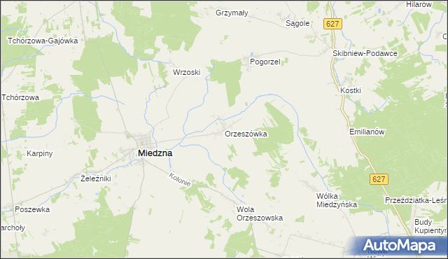 mapa Orzeszówka, Orzeszówka na mapie Targeo