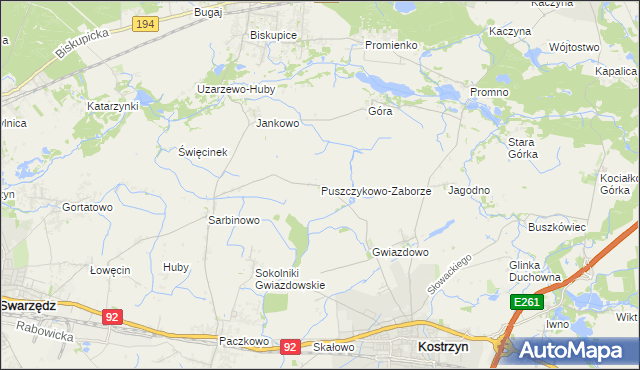 mapa Puszczykowo-Zaborze, Puszczykowo-Zaborze na mapie Targeo