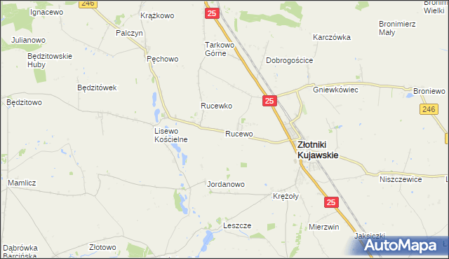 mapa Rucewo gmina Złotniki Kujawskie, Rucewo gmina Złotniki Kujawskie na mapie Targeo