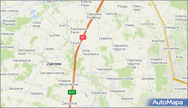 mapa Kozinki, Kozinki na mapie Targeo