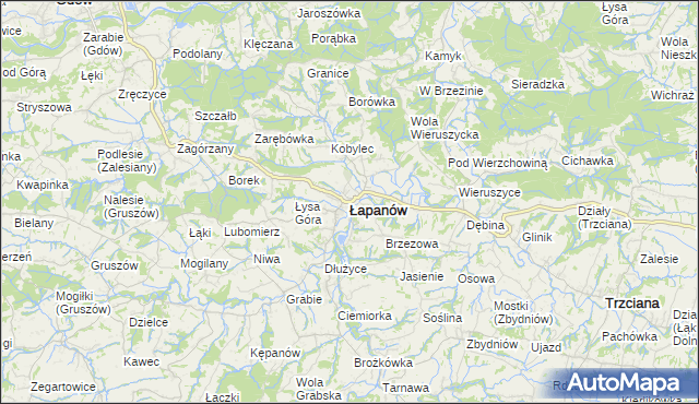 mapa Łapanów, Łapanów na mapie Targeo