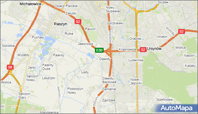 mapa Dawidy gmina Raszyn, Dawidy gmina Raszyn na mapie Targeo