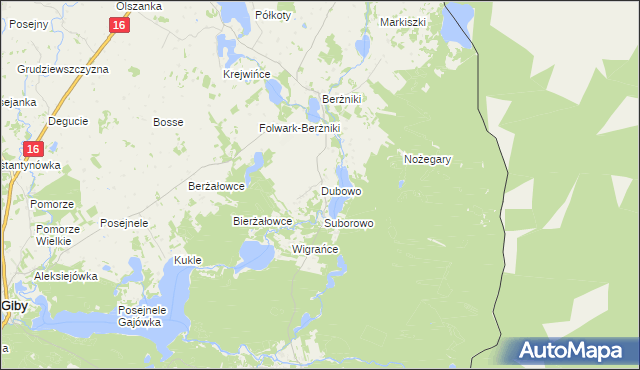mapa Dubowo gmina Sejny, Dubowo gmina Sejny na mapie Targeo