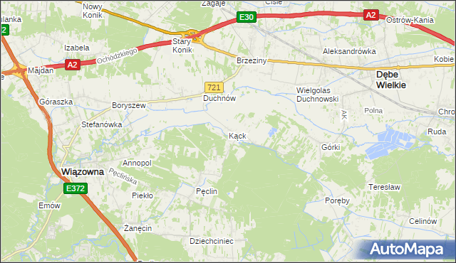 mapa Kąck, Kąck na mapie Targeo